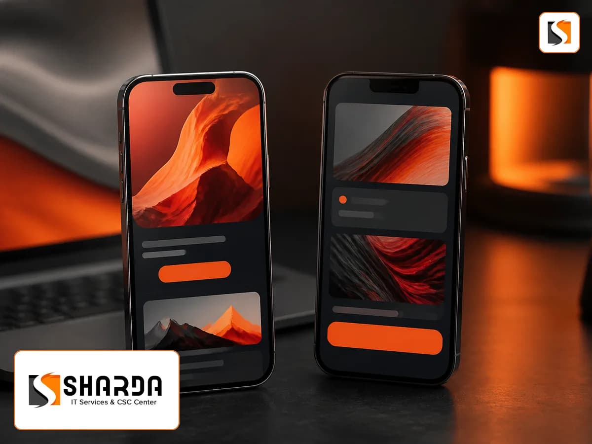 Sharda IT Services Android and iOS app mockups