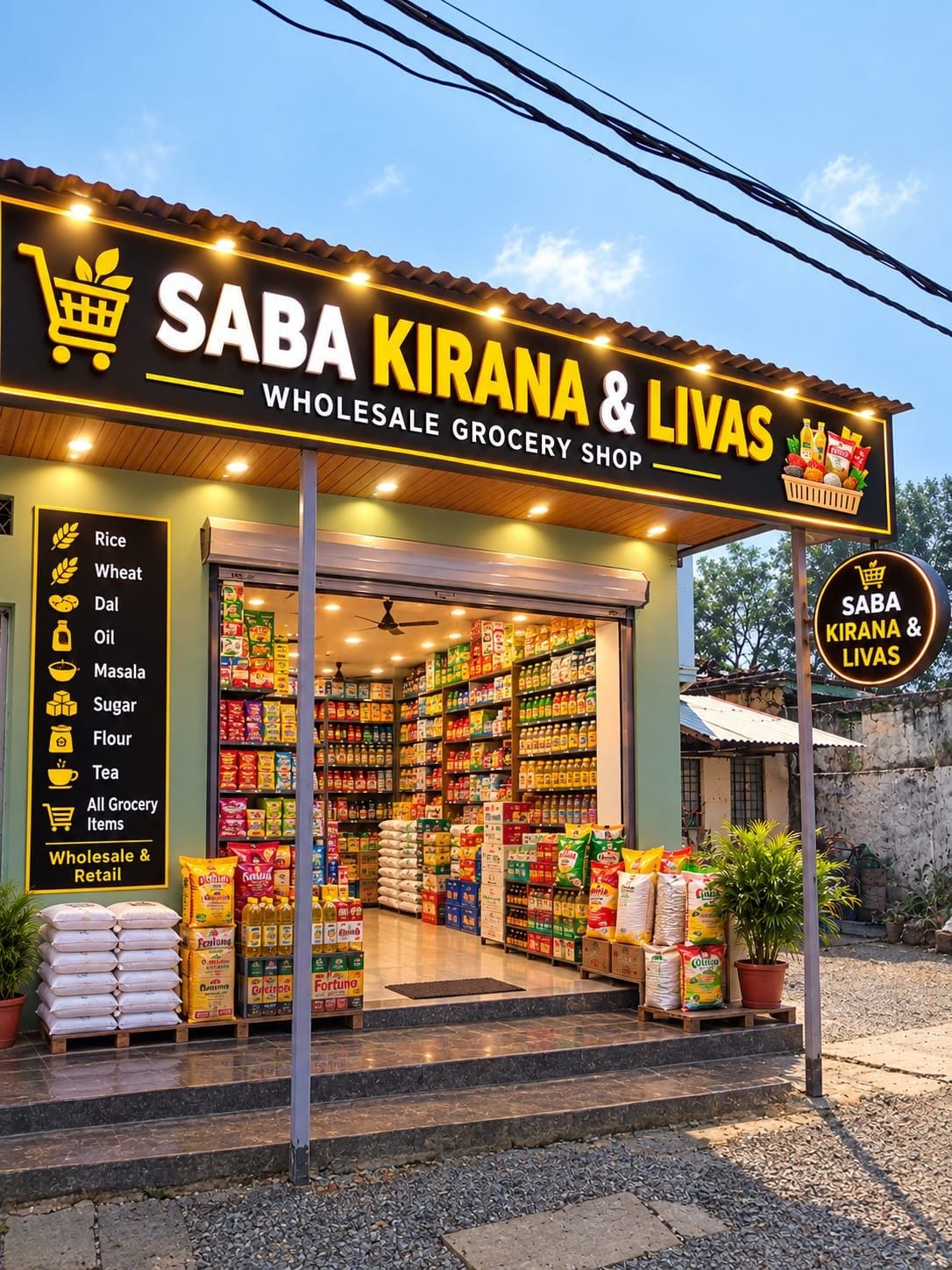 घर की रोज़मर्रा की जरूरत का सामान चाहिए? 😊
अब भरोसेमंद सामान के लिए आइए Saba Kirana & Livas पर। 🛍️
यहाँ आपको मिल सकता